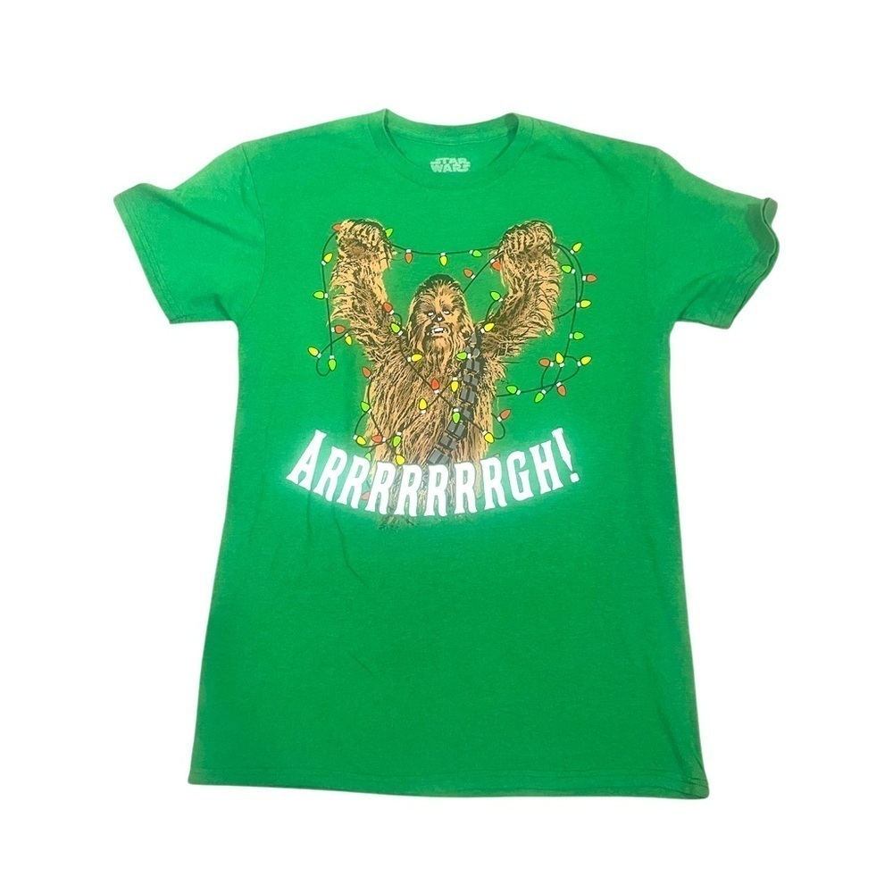 Star Wars Green Chewbacca Short Sleeve Christmas T-shirt Size Small